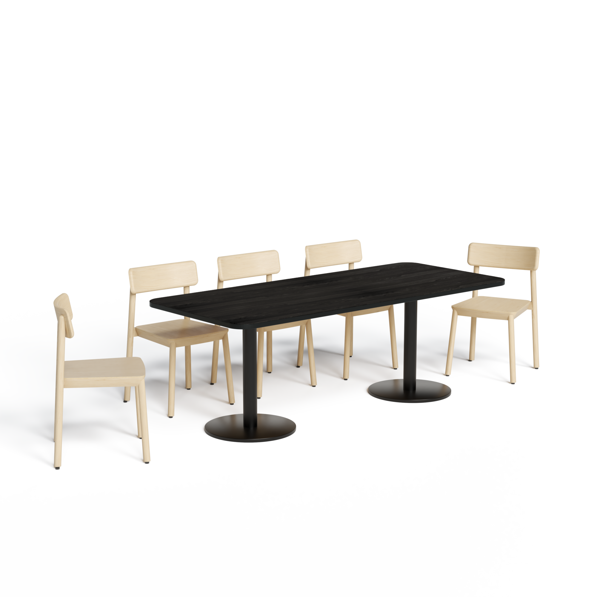 Disc Base Table with Lucas Chair_Black_Wood