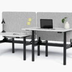 EDR- B2B Height Adjustable DESK - Black - White Top - Hero (1)