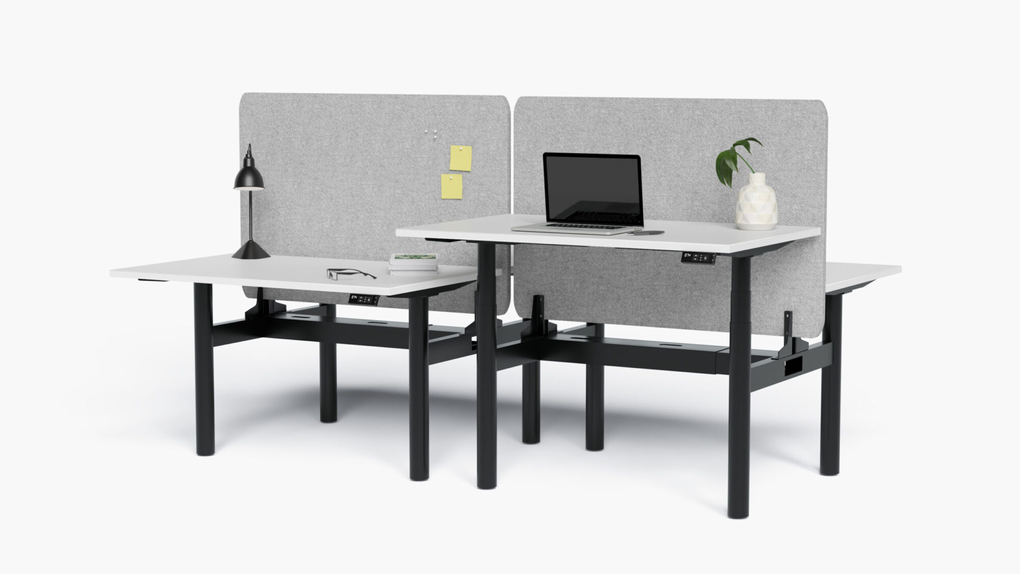 EDR- B2B Height Adjustable DESK - Black - White Top - Hero (1)