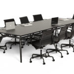 Kenek Boardroom Table + Bravi Chair in Black