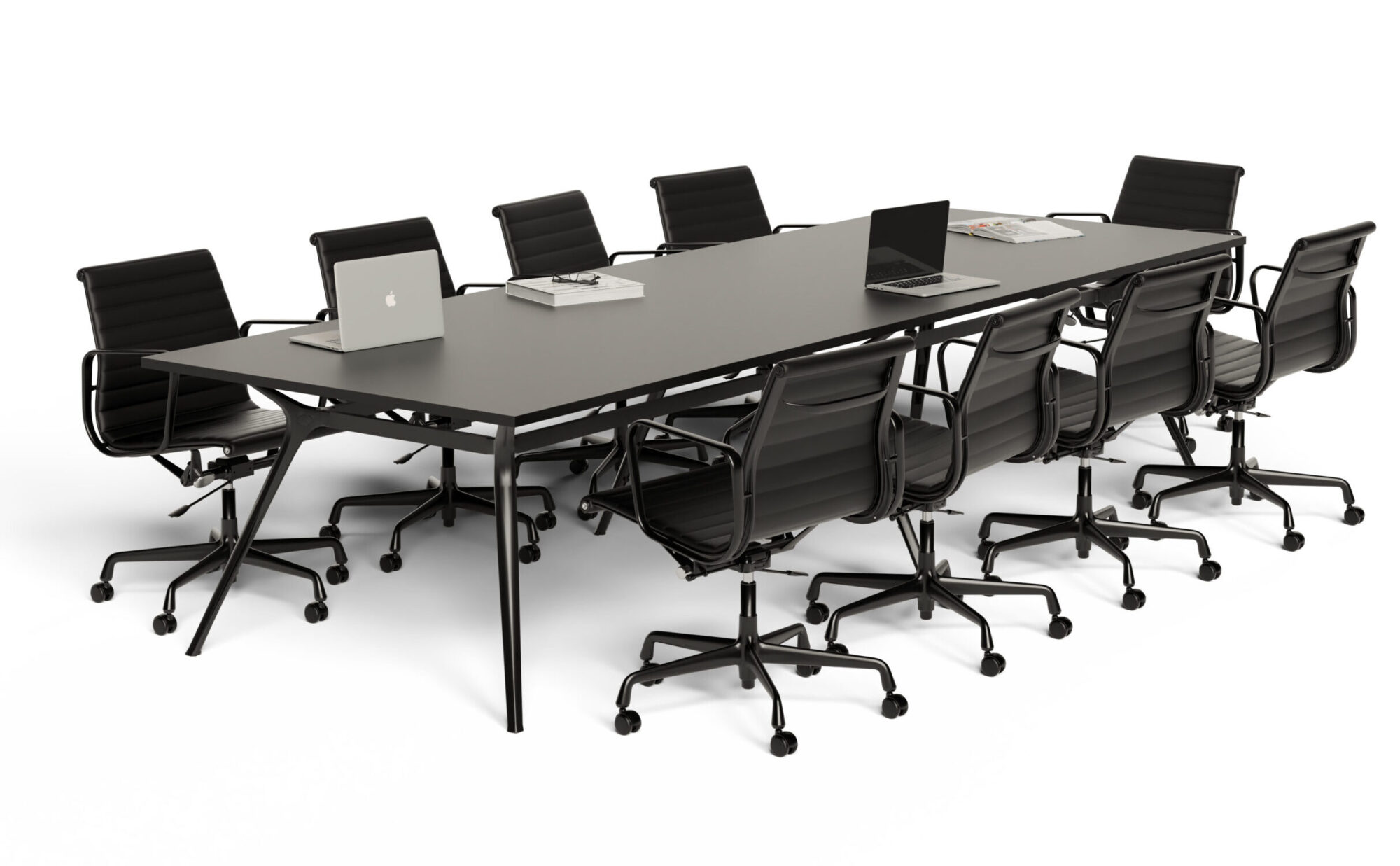 Kenek Boardroom Table + Bravi Chair in Black