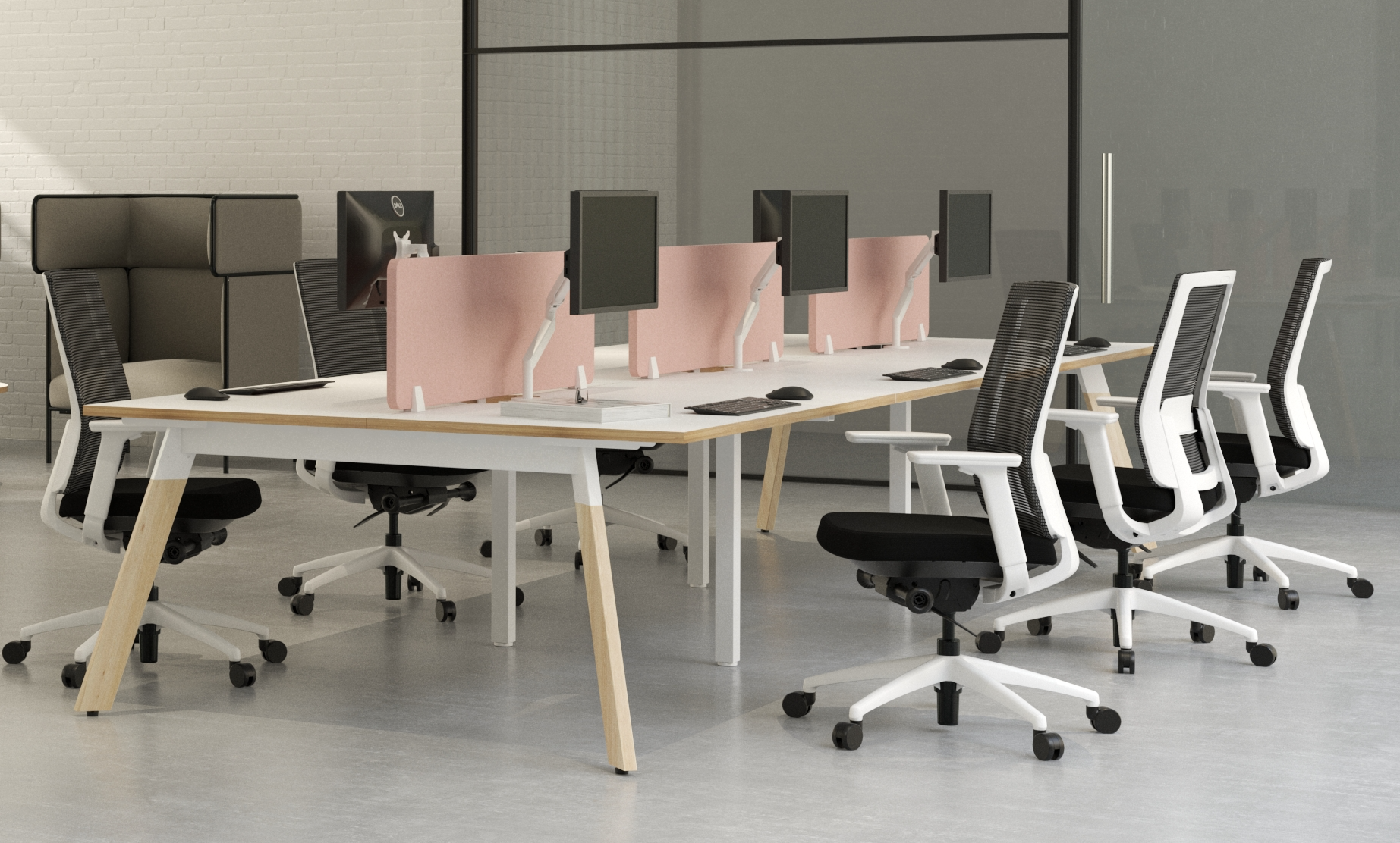 LINEAR Double Inline Desking White