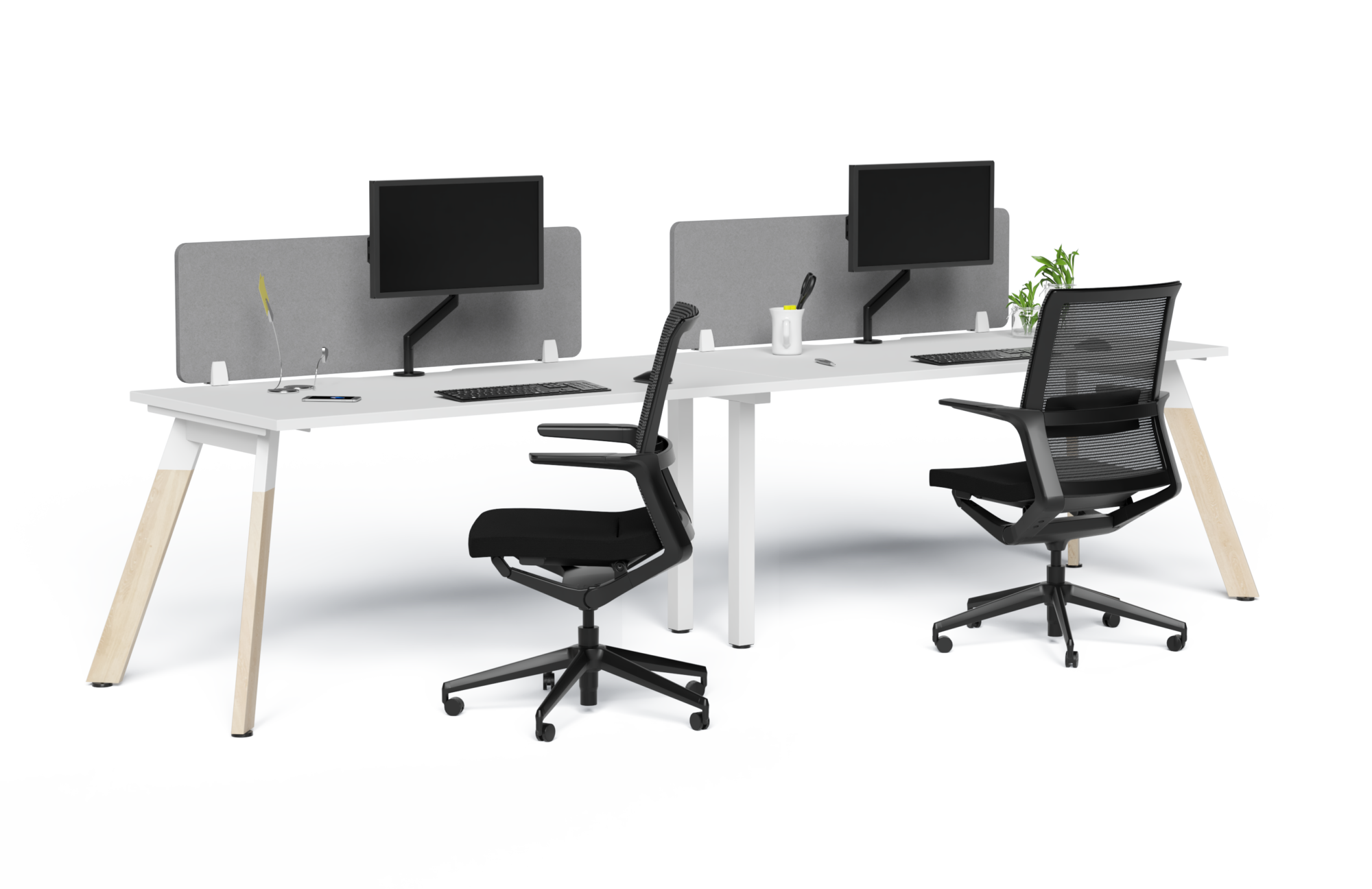 Linear Single Inline Desking - Black MILA chair copy