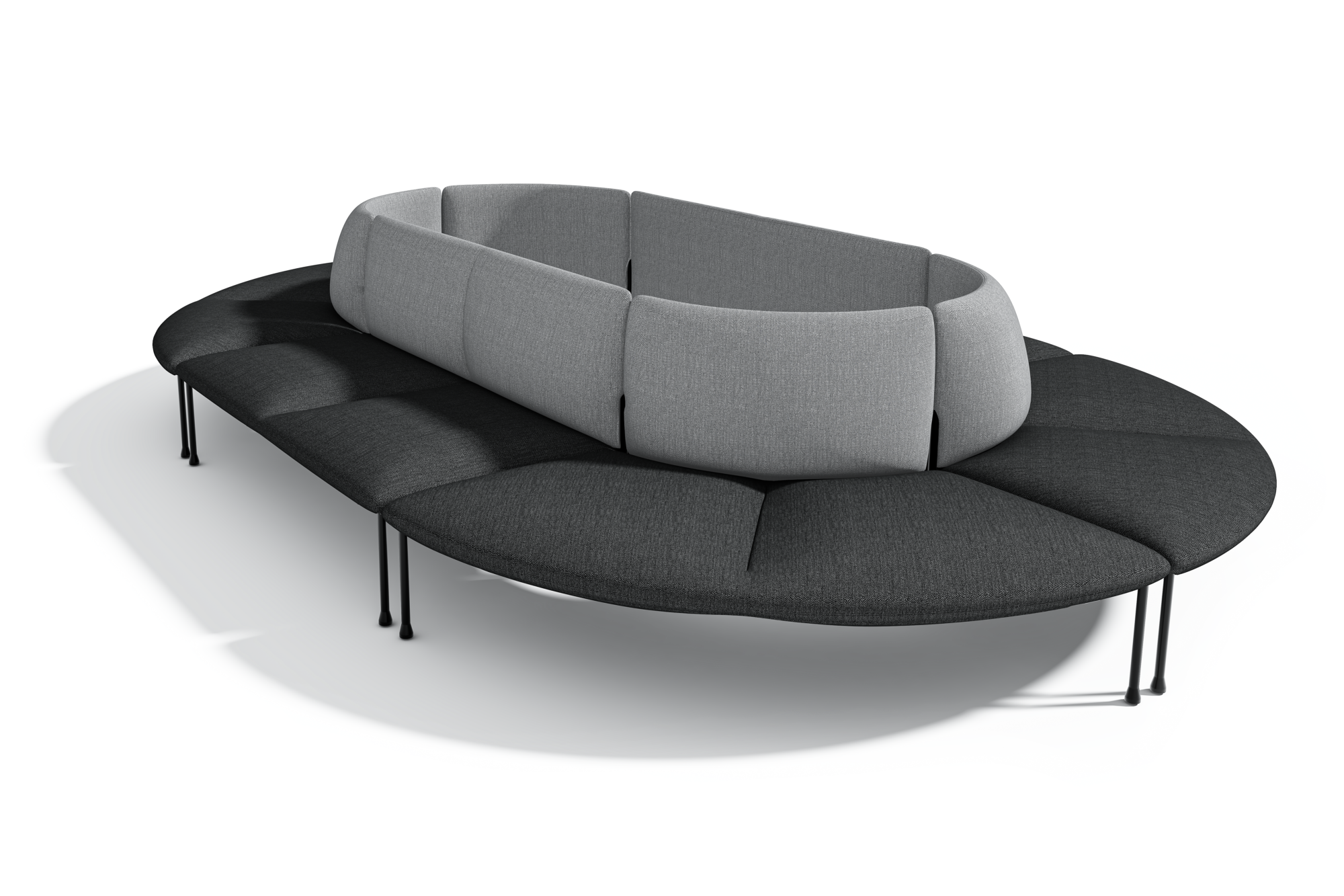 LEVI OVAL Configuration - 90 Degree Curved with Backrest + Straight Seat with Backrest