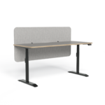 EDR-S-187 - 1800x750 Single Straight Desk Round leg with bracket and without arm and cable tray Black Frame Black Top with Oak Trim 2 (1)